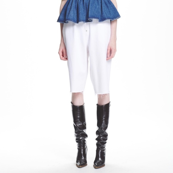 Pushbutton White Semi Cocoon Half Jeans Large Retail $434. - Picture 6 of 7